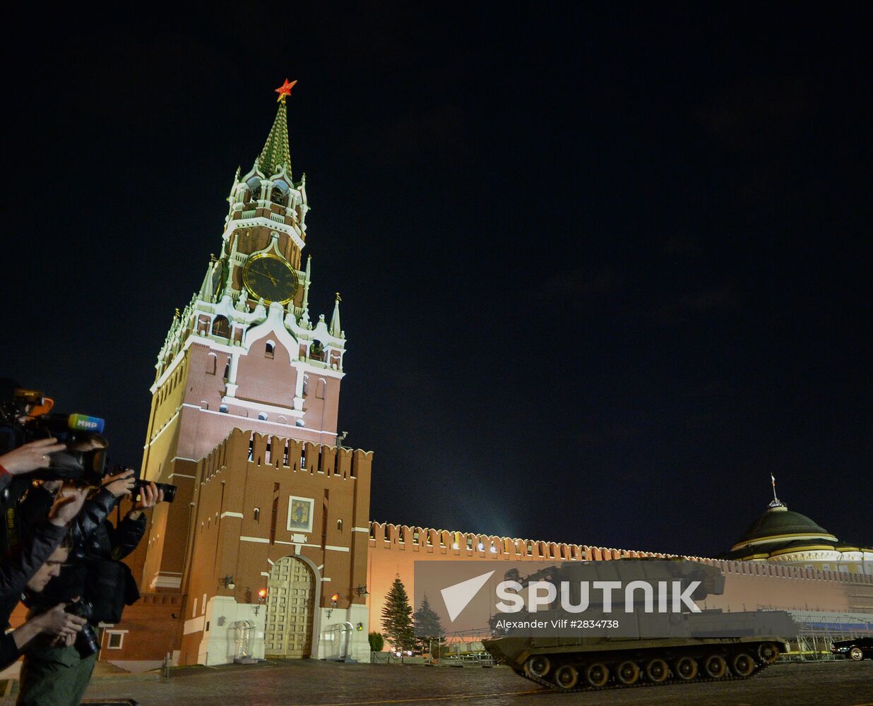 Nighttime Victory parade practice on Red Square