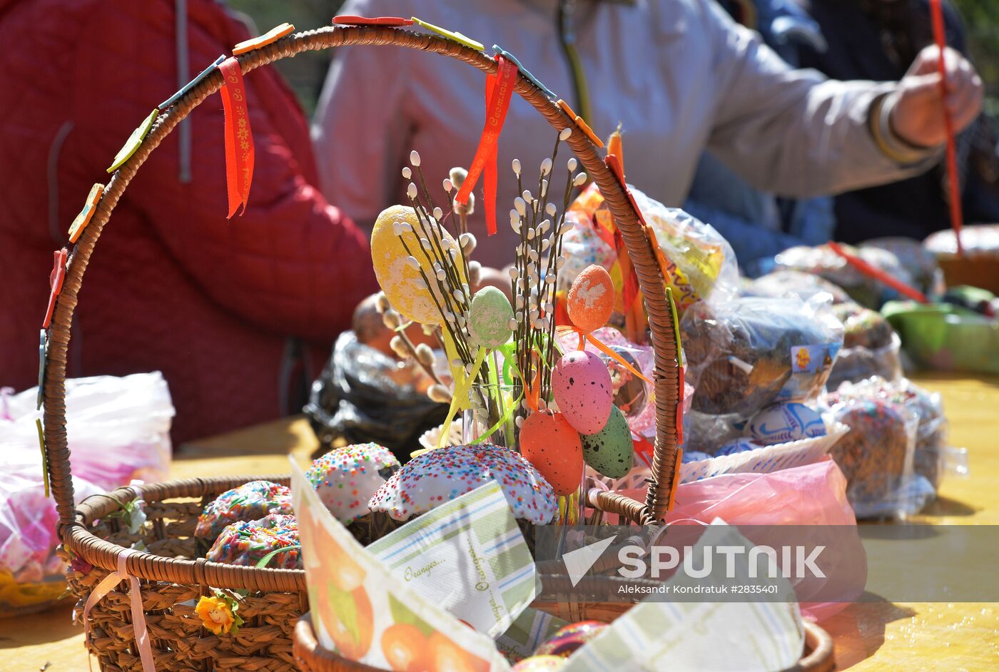 Easter cakes and eggs blessing on Orthodox Holy Saturday