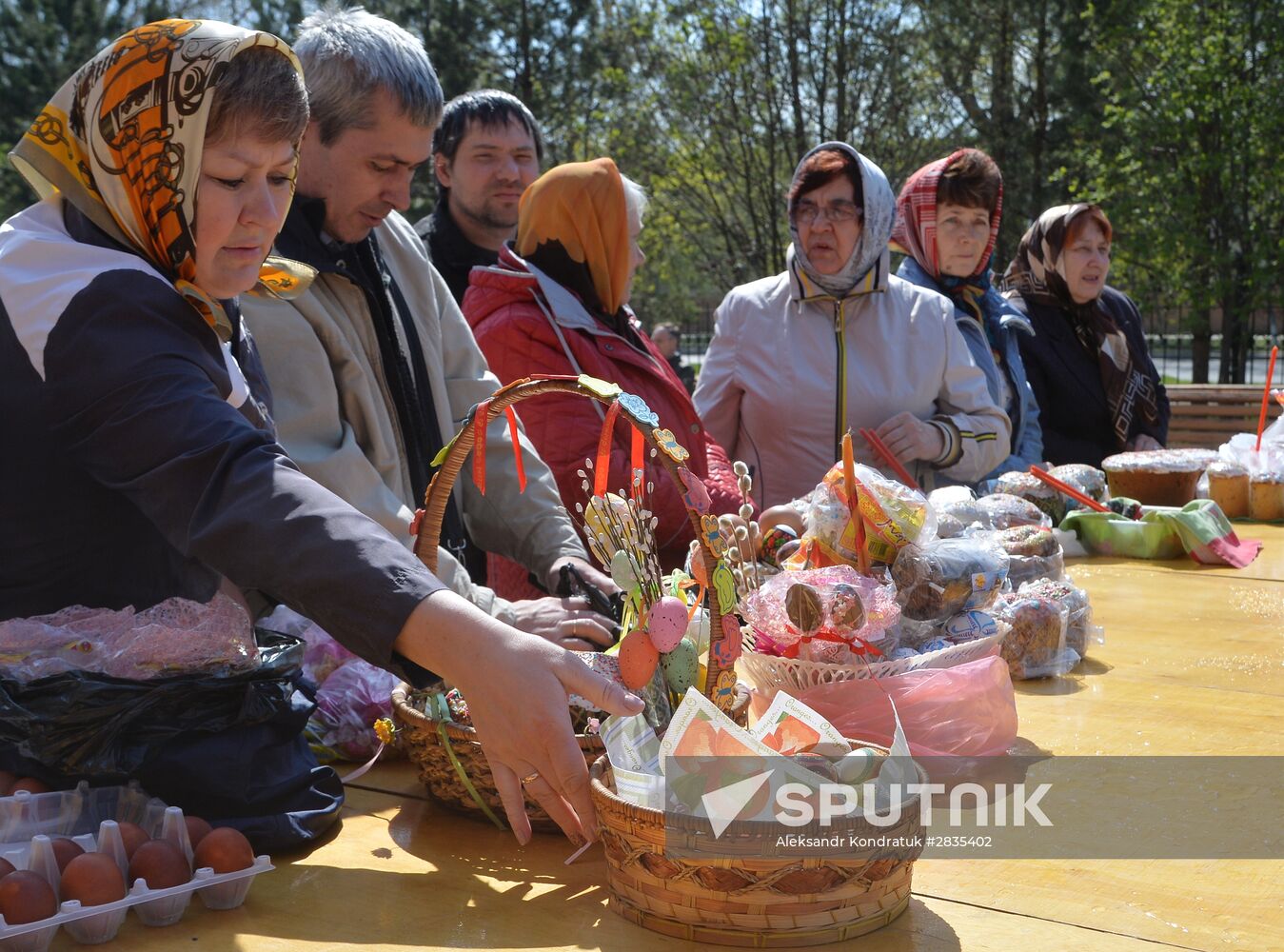 Easter cakes and eggs blessing on Orthodox Holy Saturday