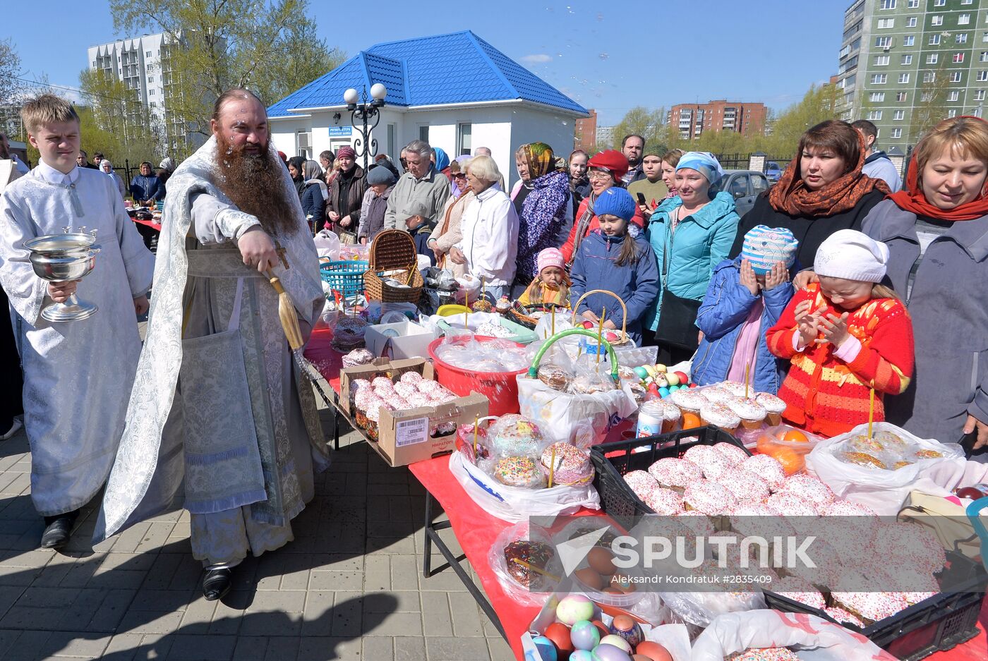 Easter cakes and eggs blessing on Orthodox Holy Saturday