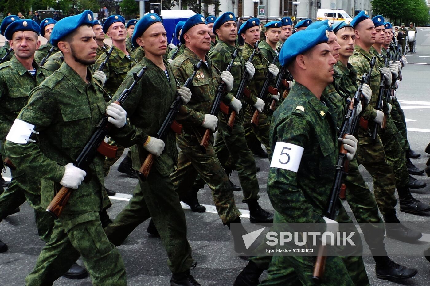 Victory Parade rehearsal in Donetsk