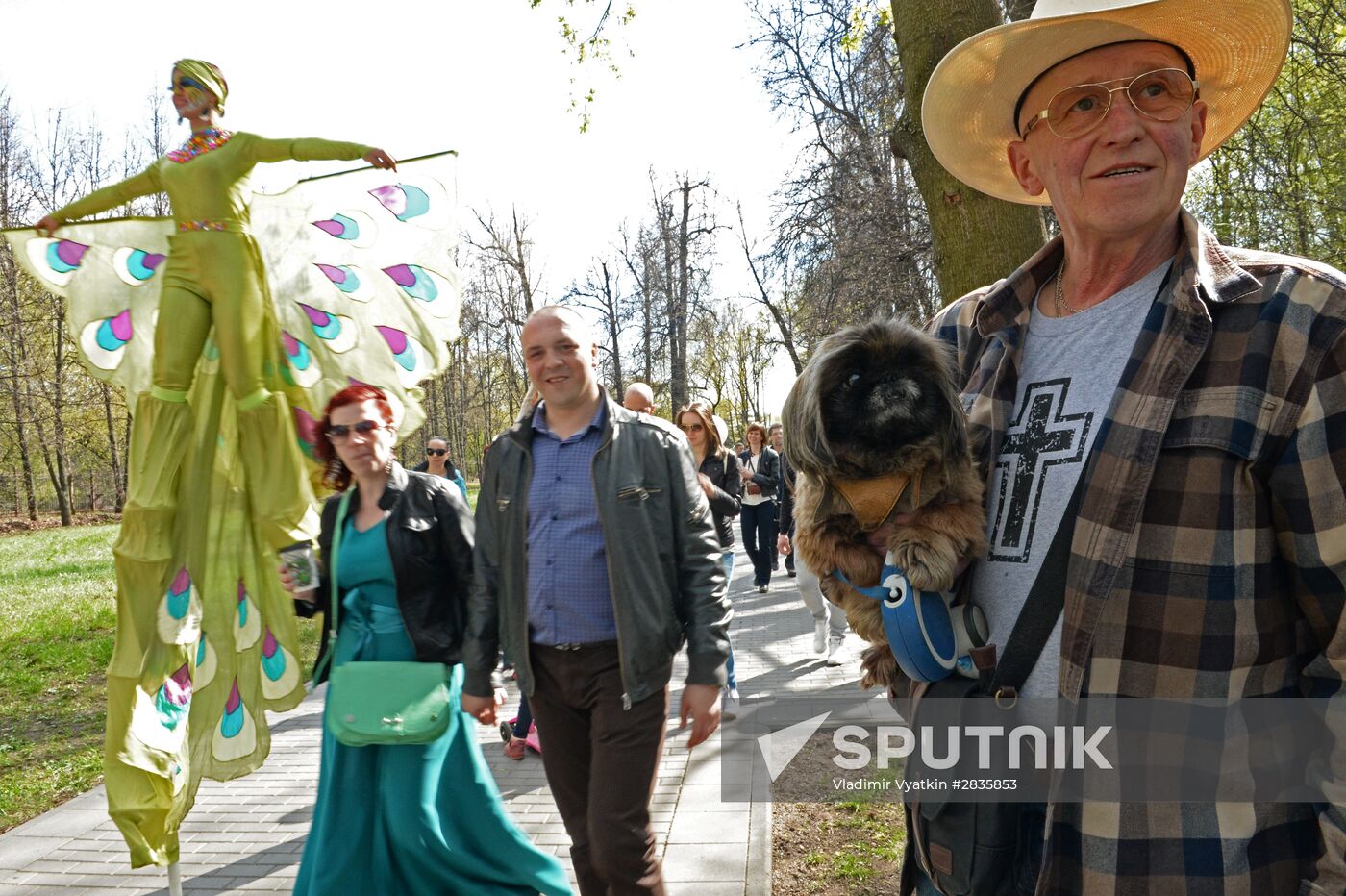 Stiltwalkers march at Between the Earth and Sky festival