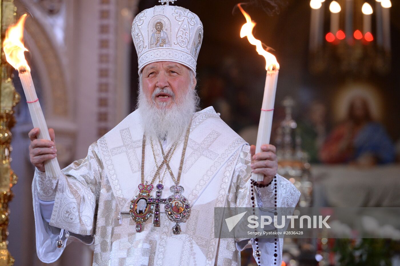 Easter service at Christ the Savior Cathedral in Moscow