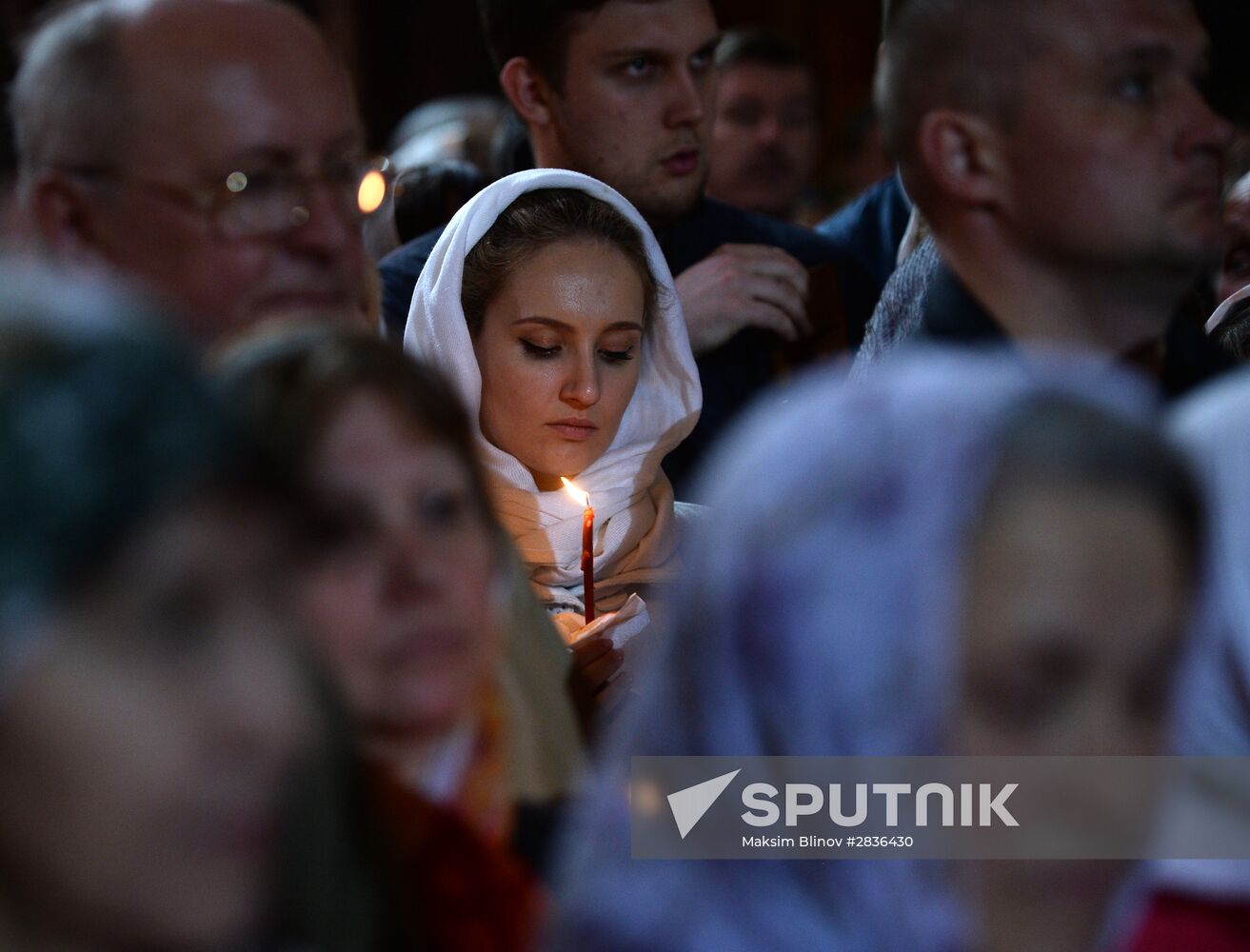 Easter service at Christ the Savior Cathedral in Moscow