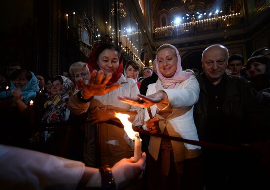 Easter service at Christ the Savior Cathedral in Moscow