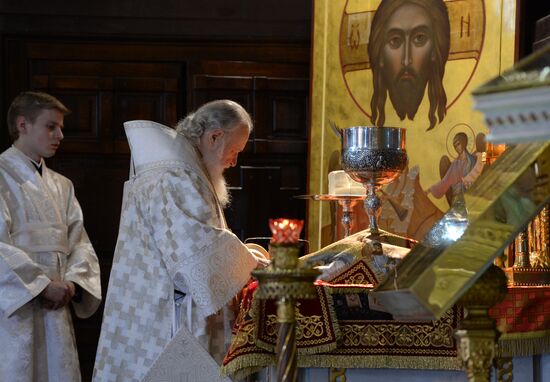 Easter service at Christ the Savior Cathedral in Moscow