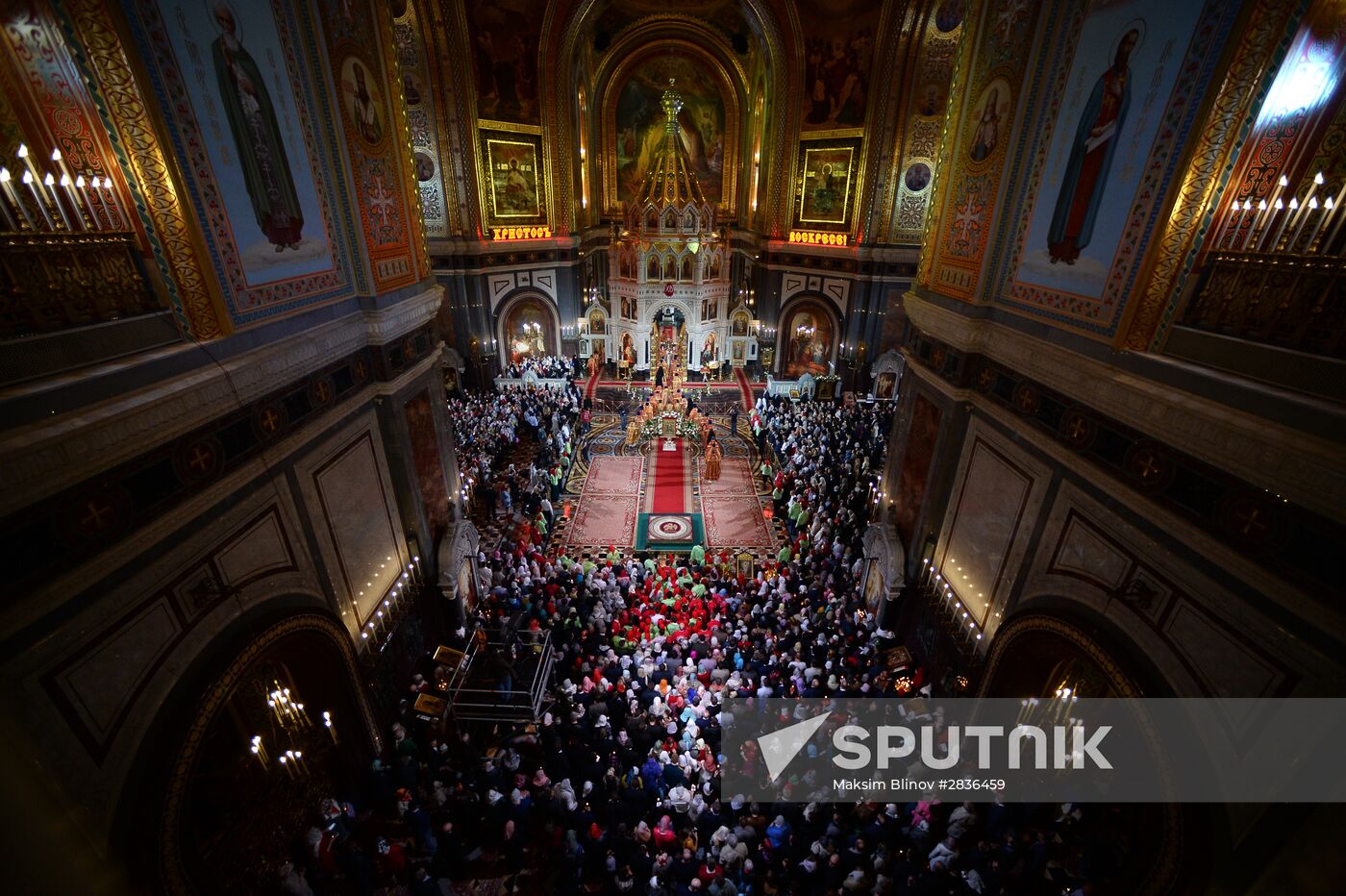 Easter service at Christ the Savior Cathedral in Moscow