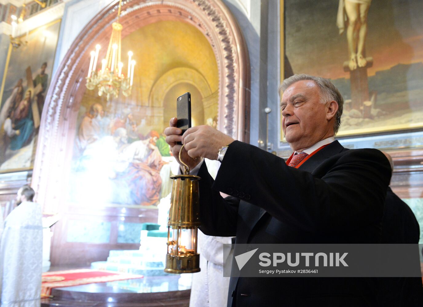 Easter service at Christ the Savior Cathedral in Moscow