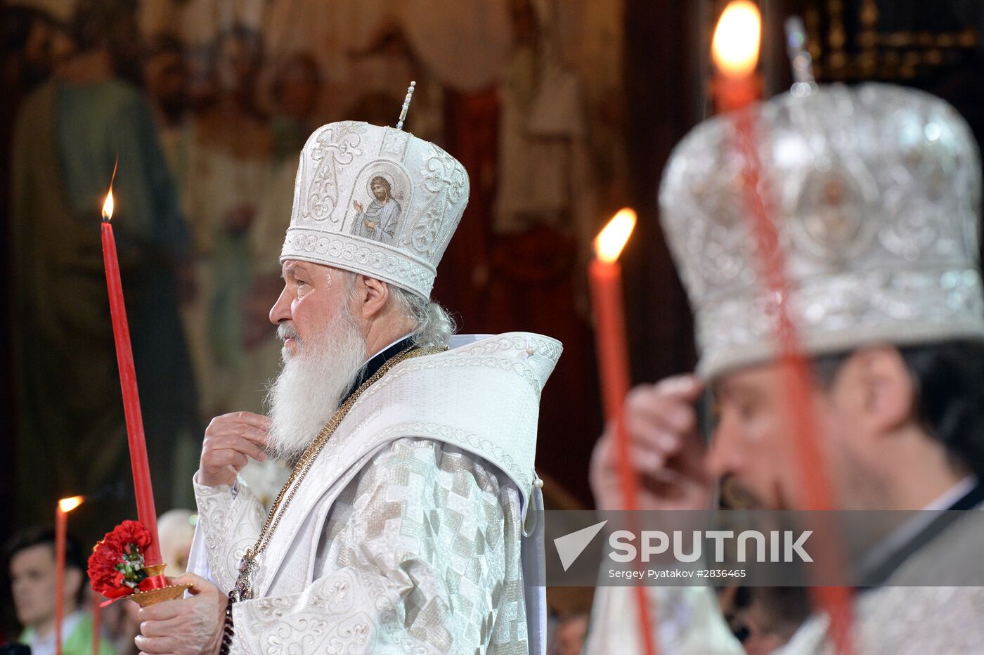 Easter service at Christ the Savior Cathedral in Moscow