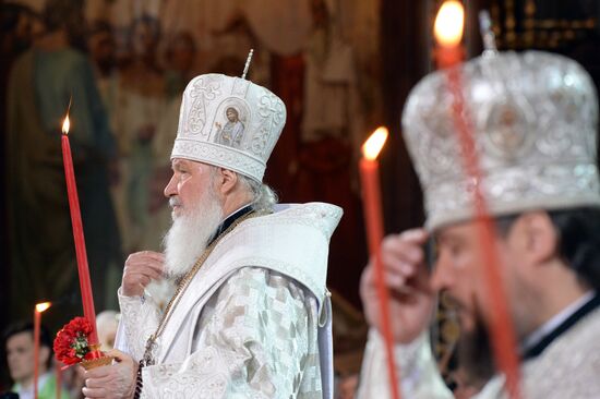 Easter service at Christ the Savior Cathedral in Moscow