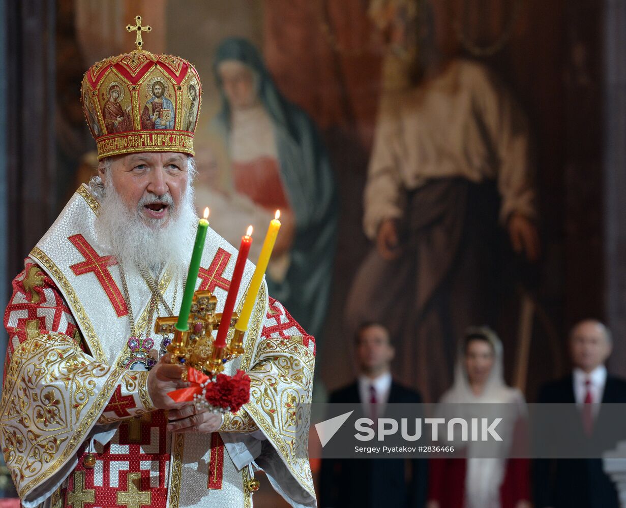 Easter service at Christ the Savior Cathedral in Moscow