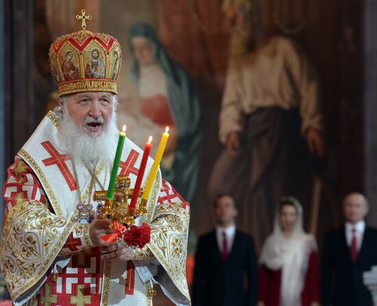 Easter service at Christ the Savior Cathedral in Moscow