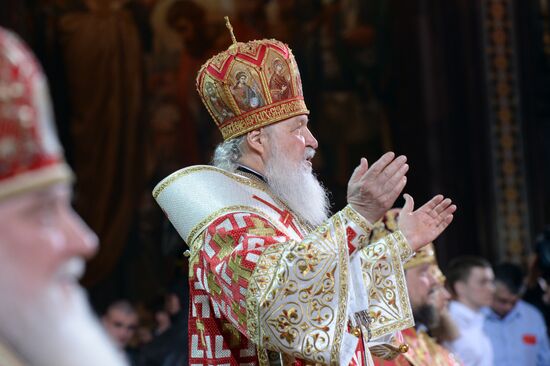 Easter service at Christ the Savior Cathedral in Moscow