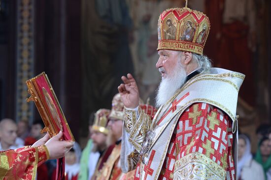 Easter service at Christ the Savior Cathedral in Moscow