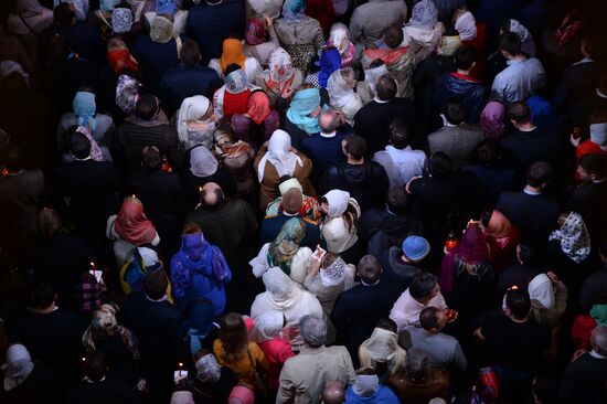 Easter service at Christ the Savior Cathedral in Moscow