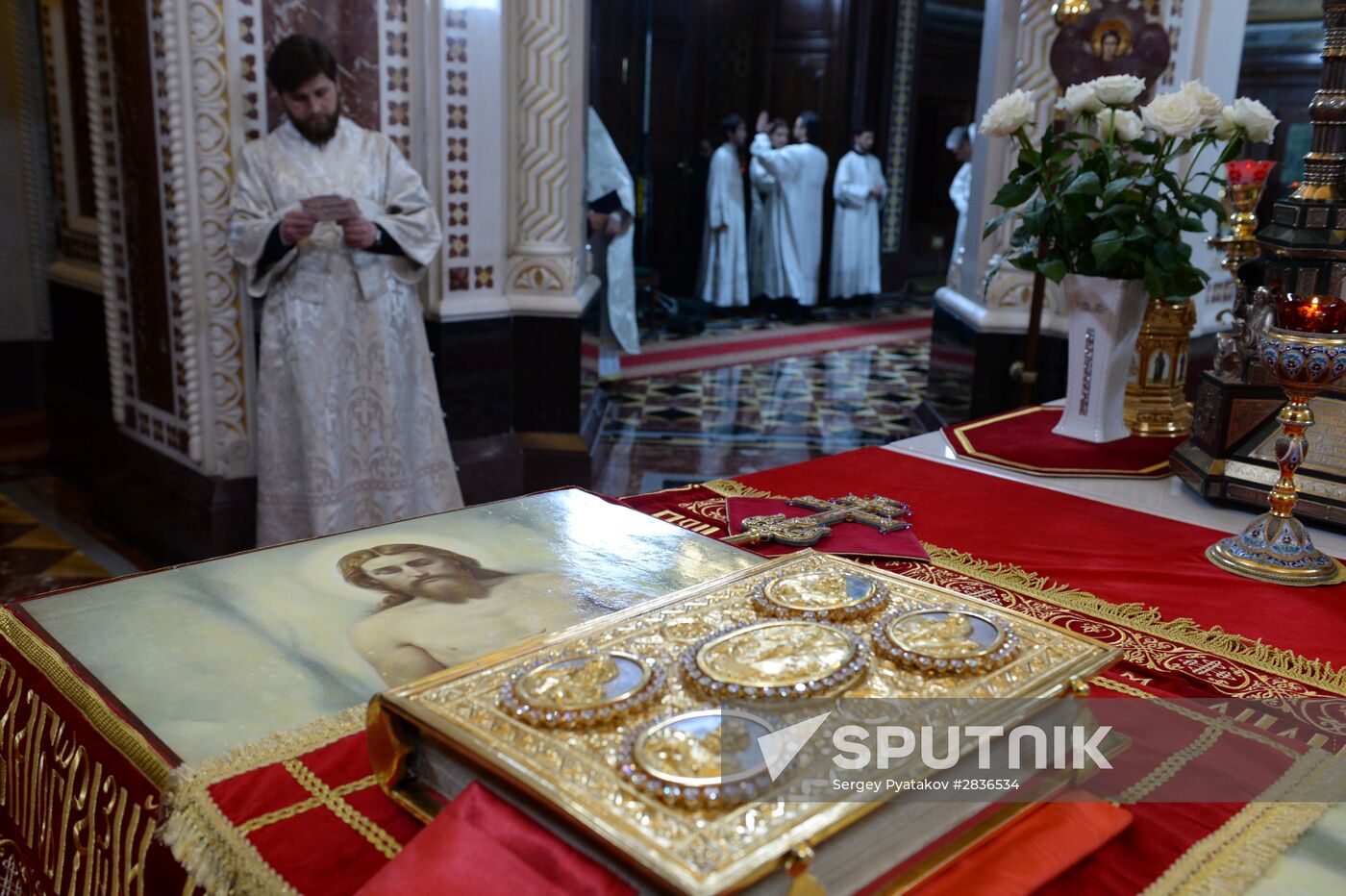 Easter service at Christ the Savior Cathedral in Moscow