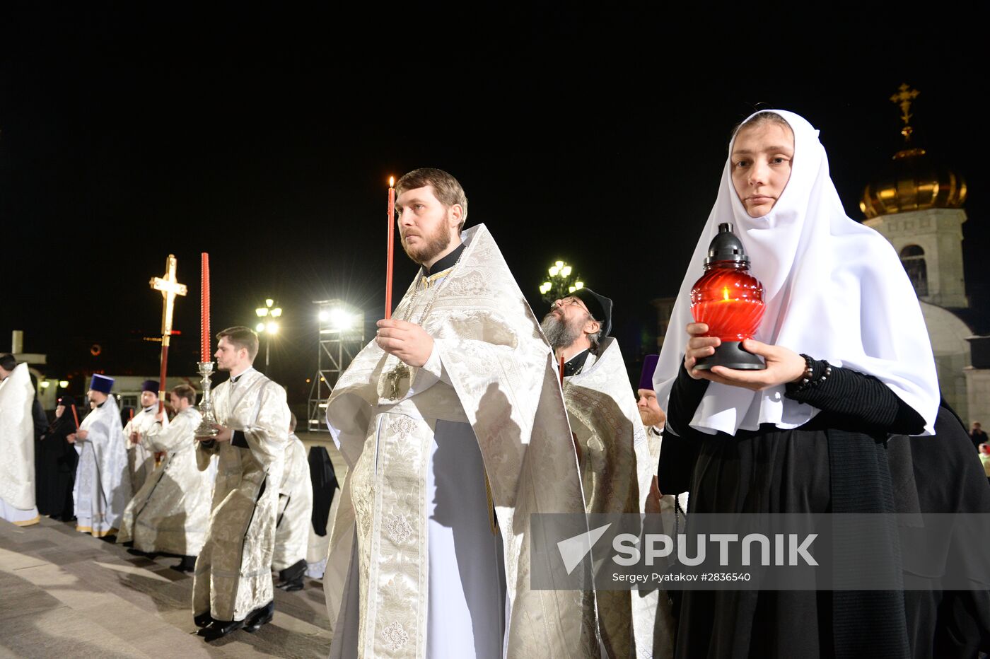 Easter service at Christ the Savior Cathedral in Moscow