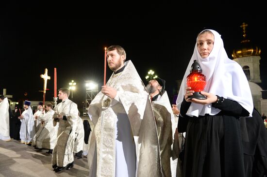 Easter service at Christ the Savior Cathedral in Moscow