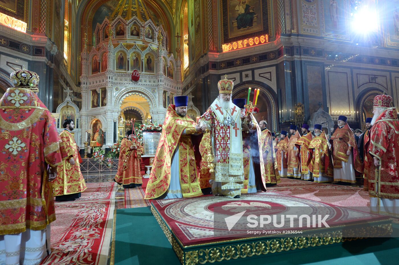 Easter service at Christ the Savior Cathedral in Moscow