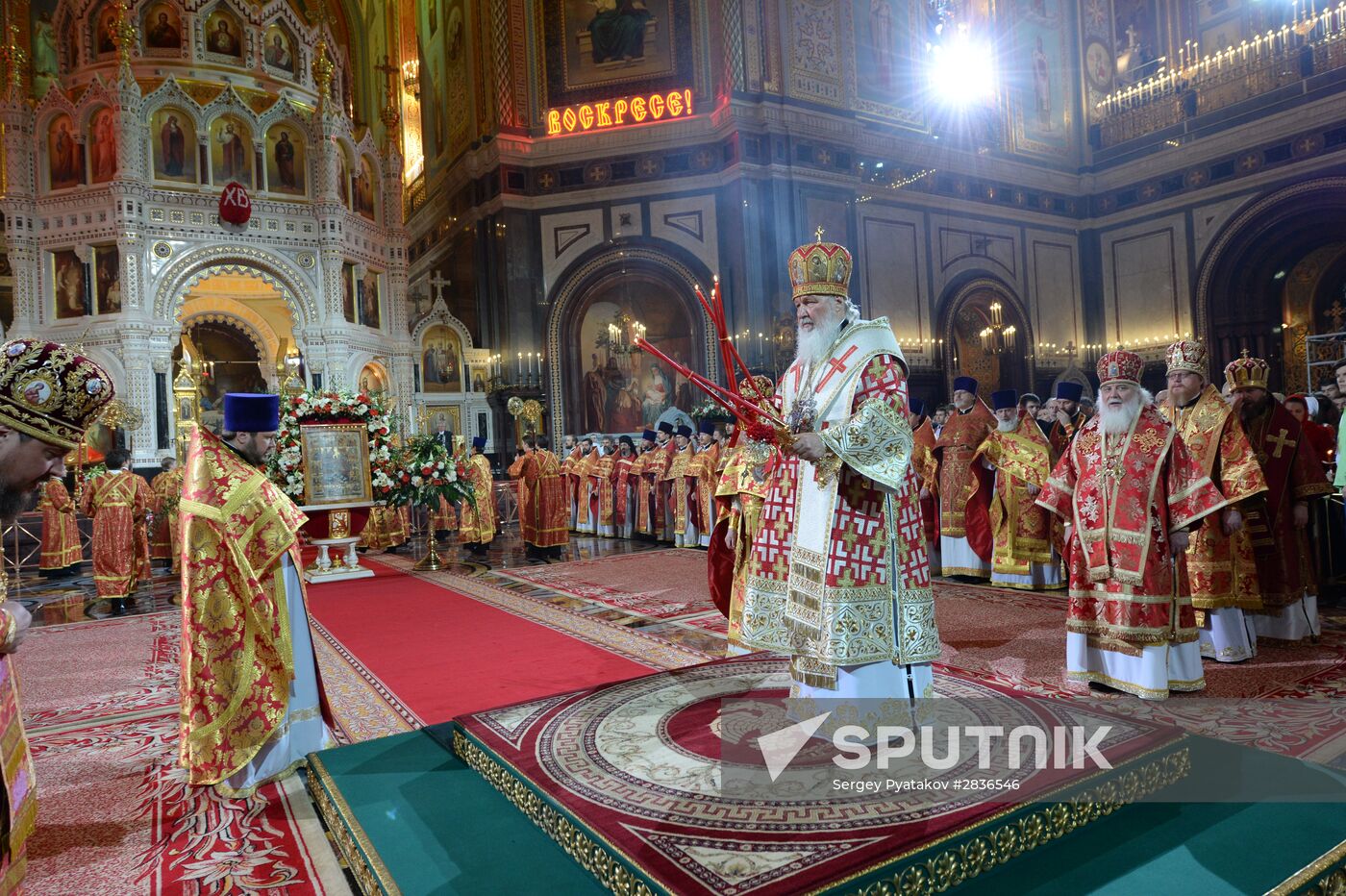 Easter service at Christ the Savior Cathedral in Moscow