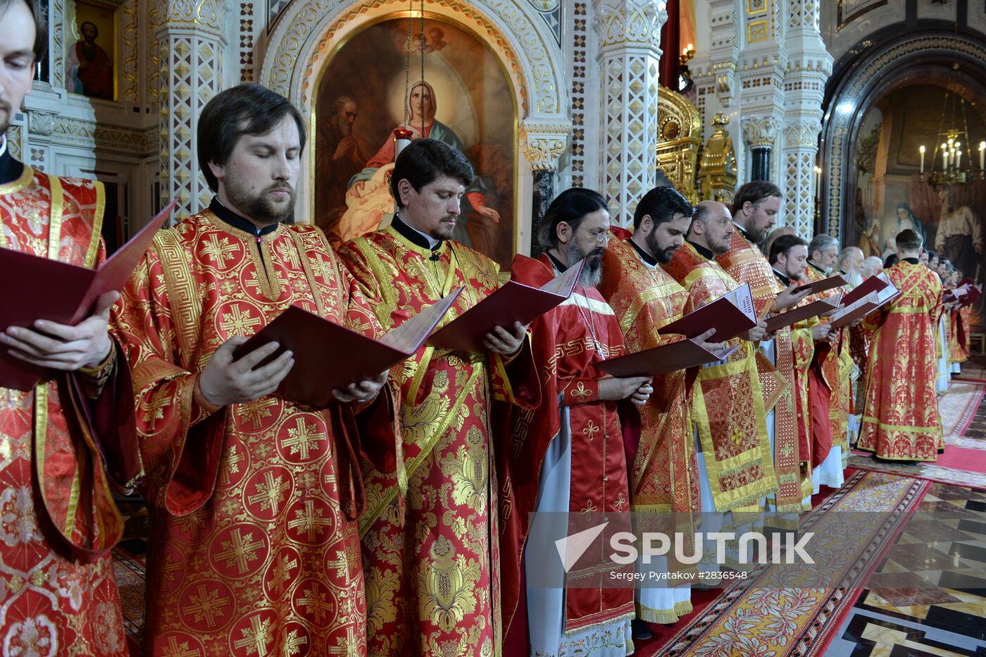 Easter service at Christ the Savior Cathedral in Moscow