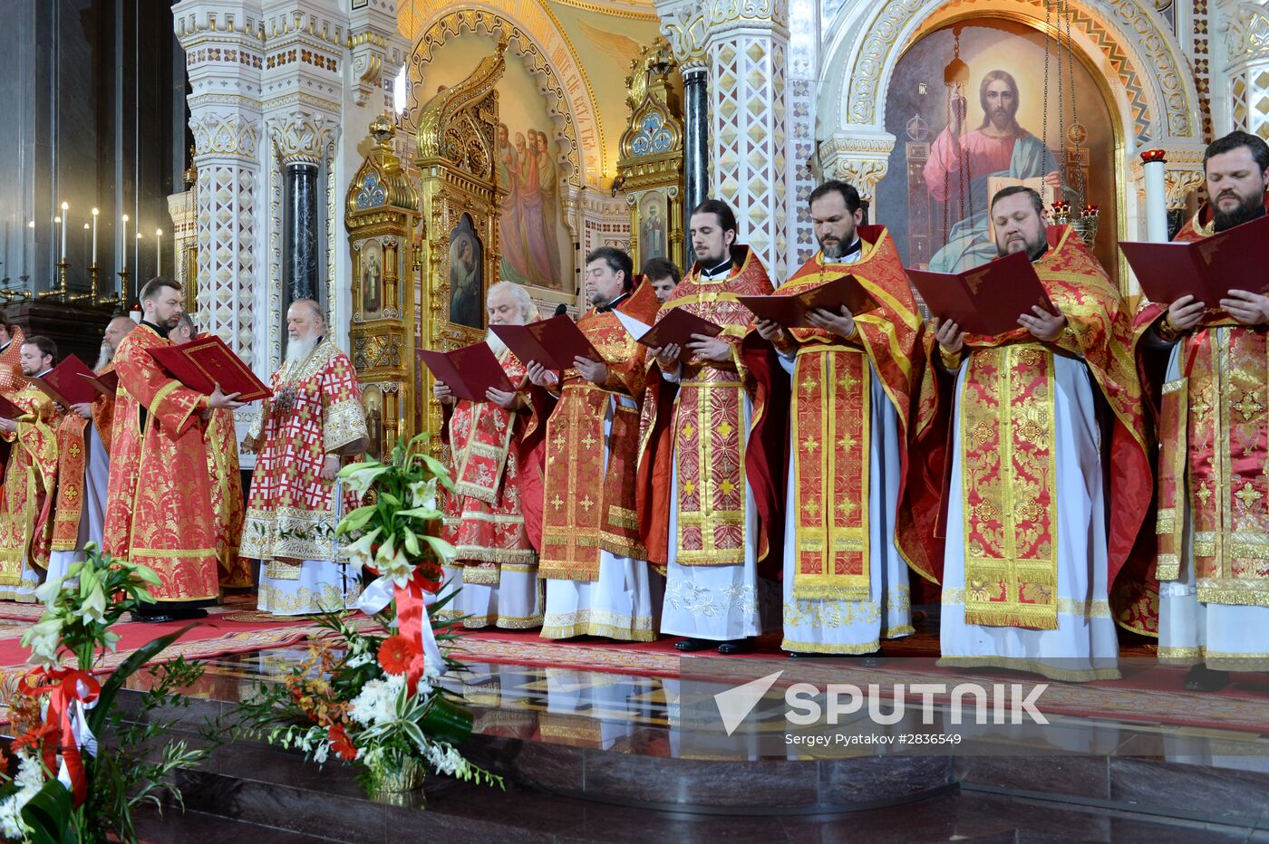 Easter service at Christ the Savior Cathedral in Moscow