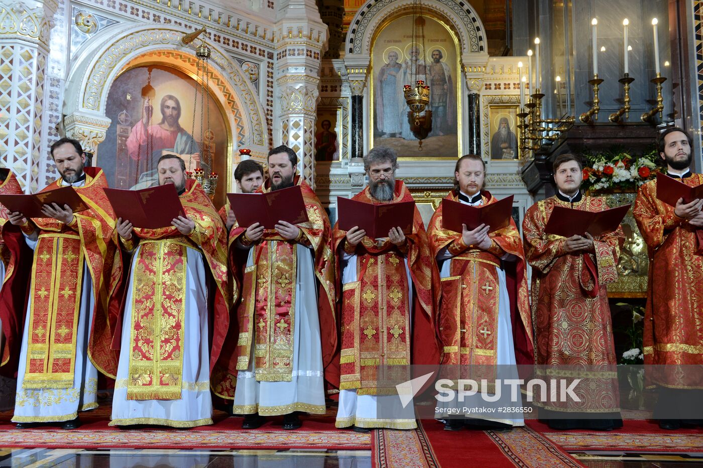 Easter service at Christ the Savior Cathedral in Moscow