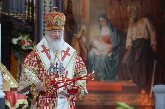 Easter service at Christ the Savior Cathedral in Moscow
