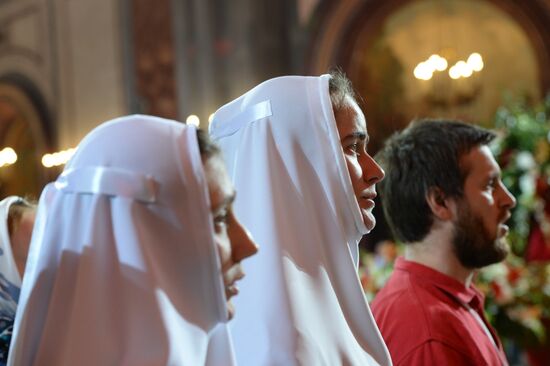 Easter service at Christ the Savior Cathedral in Moscow