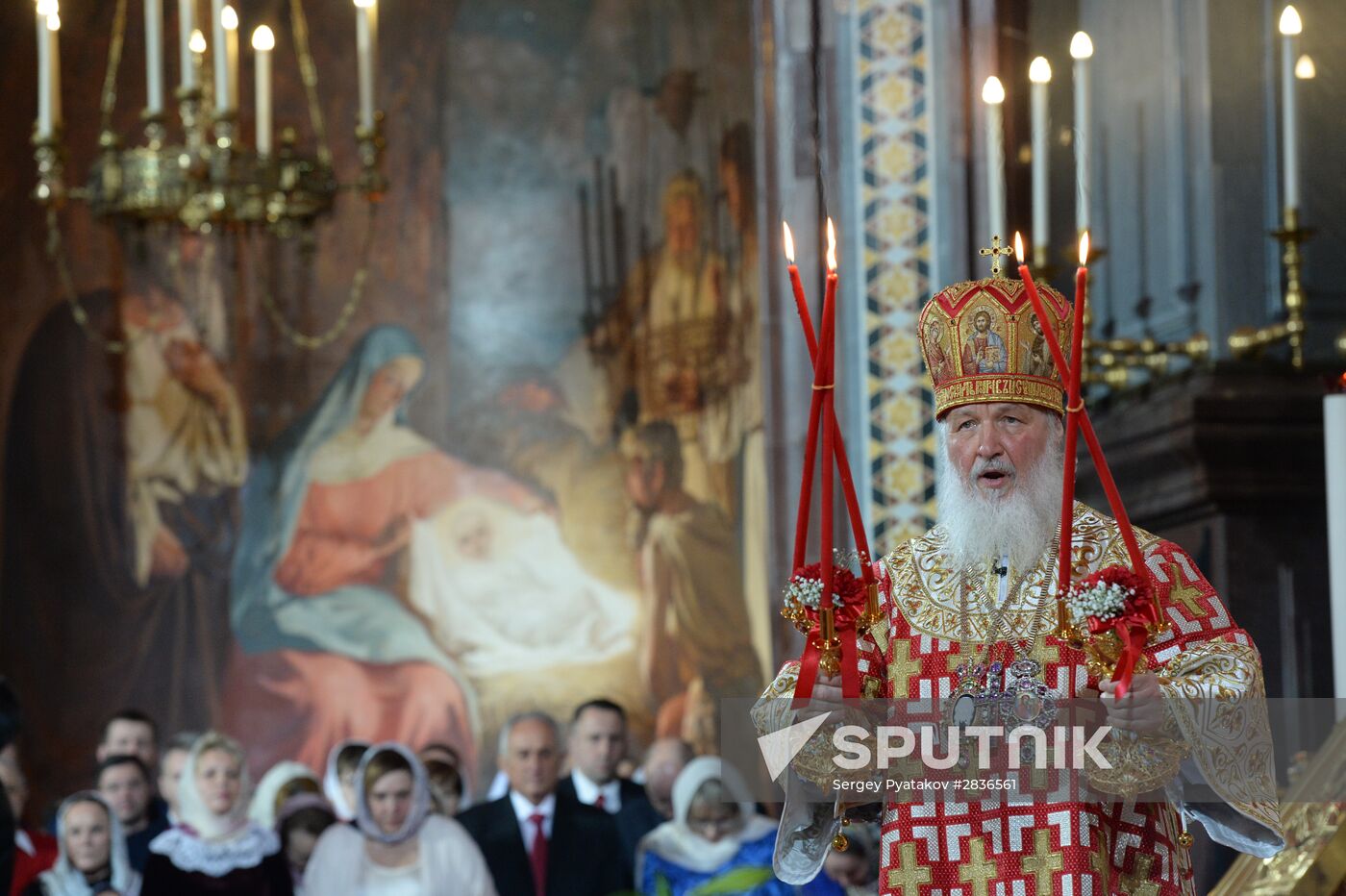 Easter service at Christ the Savior Cathedral in Moscow
