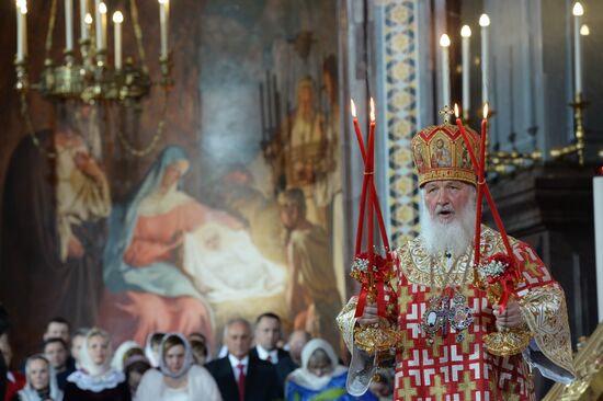 Easter service at Christ the Savior Cathedral in Moscow