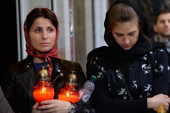 Easter service at Christ the Savior Cathedral in Moscow