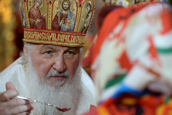 Easter service at Christ the Savior Cathedral in Moscow