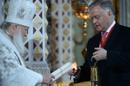 Easter service at Christ the Savior Cathedral in Moscow