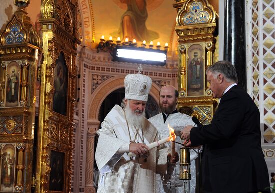 Easter service at Christ the Savior Cathedral in Moscow