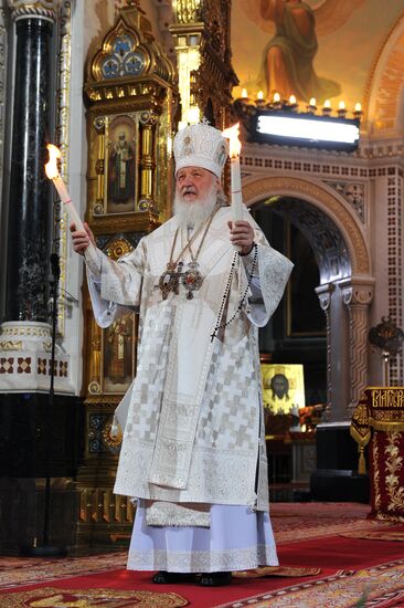 Easter service at Christ the Savior Cathedral in Moscow