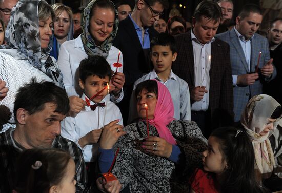 Easter service at Christ the Savior Cathedral in Moscow