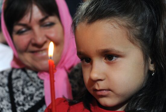 Easter service at Christ the Savior Cathedral in Moscow