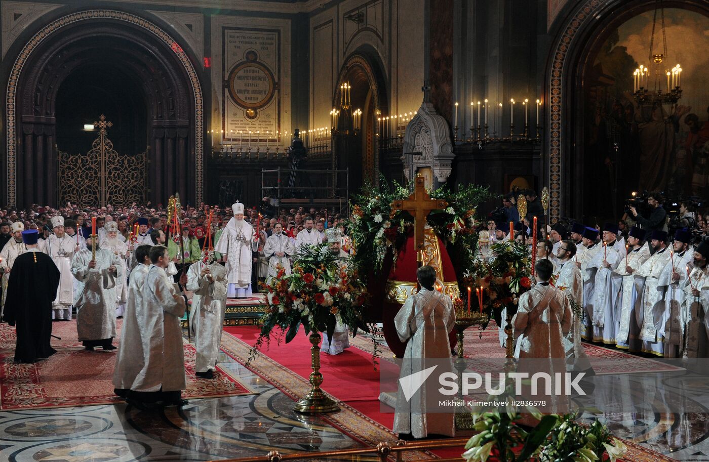 Easter service at Christ the Savior Cathedral in Moscow