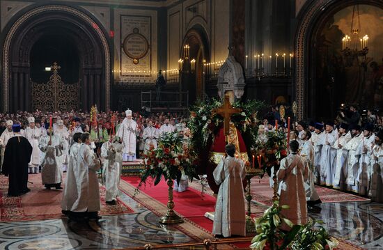 Easter service at Christ the Savior Cathedral in Moscow