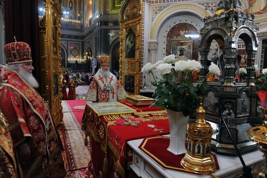 Easter service at Christ the Savior Cathedral in Moscow