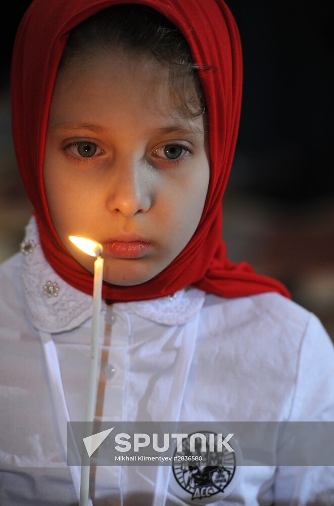 Easter service at Christ the Savior Cathedral in Moscow