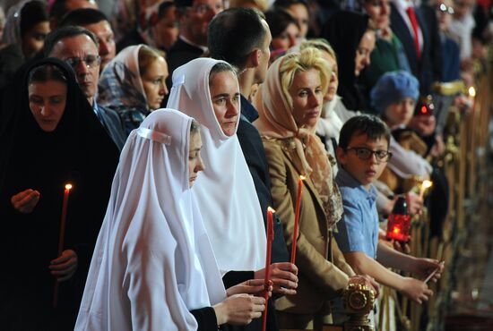 Easter service at Christ the Savior Cathedral in Moscow