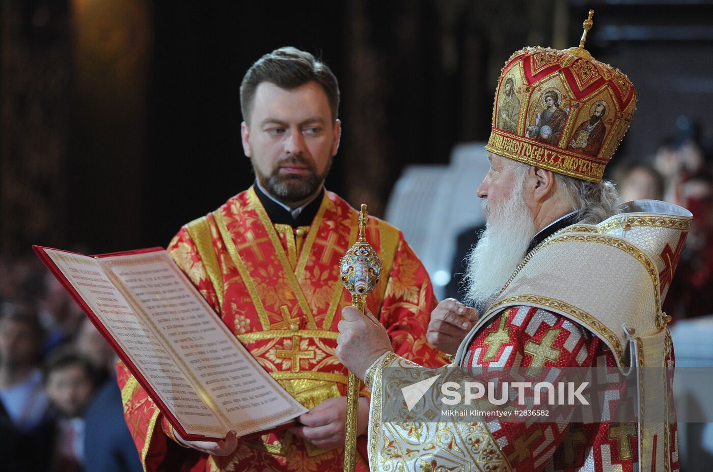 Easter service at Christ the Savior Cathedral in Moscow