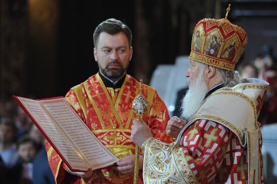 Easter service at Christ the Savior Cathedral in Moscow