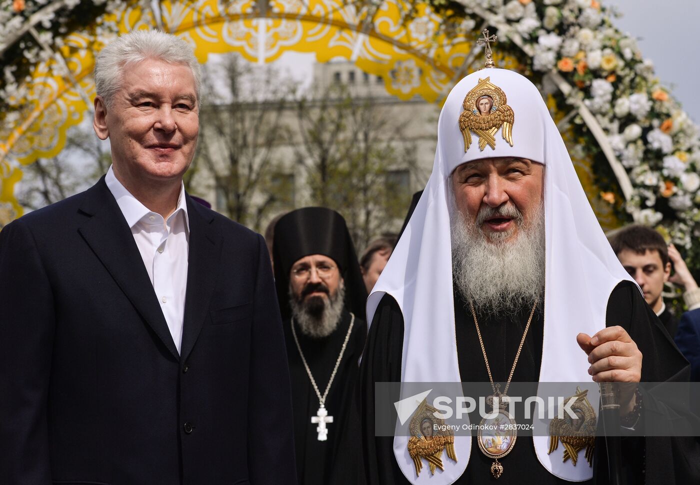 Patriarch Kirill of Moscow and All Russia and Moscow Mayor Sergei Sobyanin attend Easter Fair
