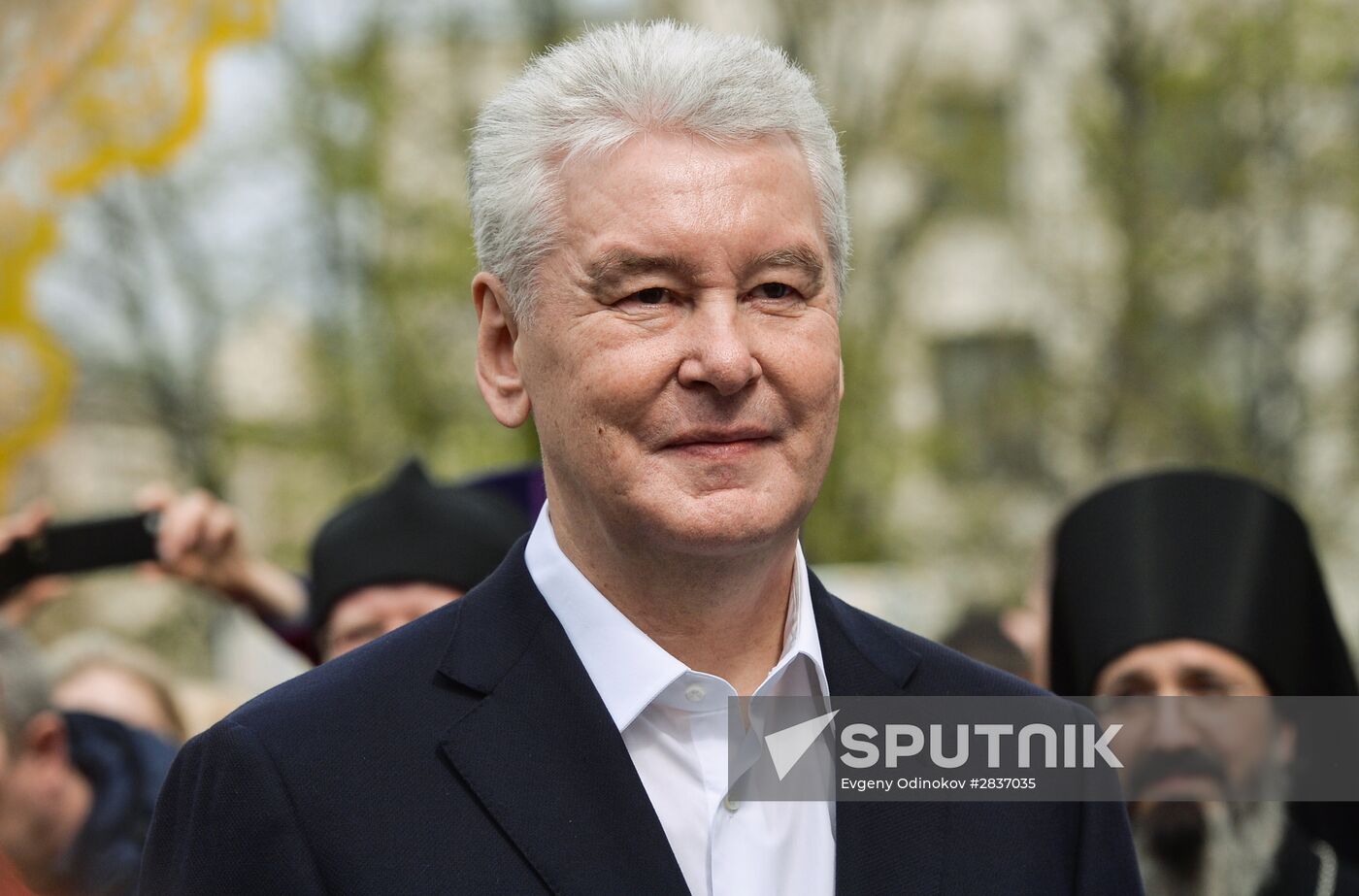 Patriarch Kirill of Moscow and All Russia and Moscow Mayor Sergei Sobyanin attend Easter Fair