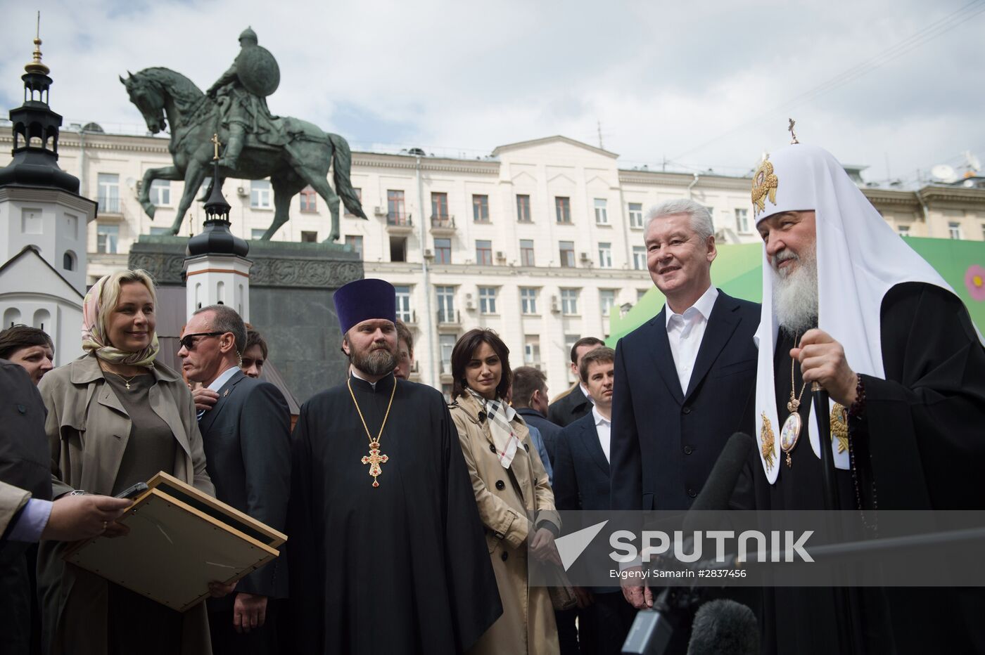 Patriarch Kirill of Moscow and All Russia and Moscow Mayor Sergei Sobyanin attend Easter Fair