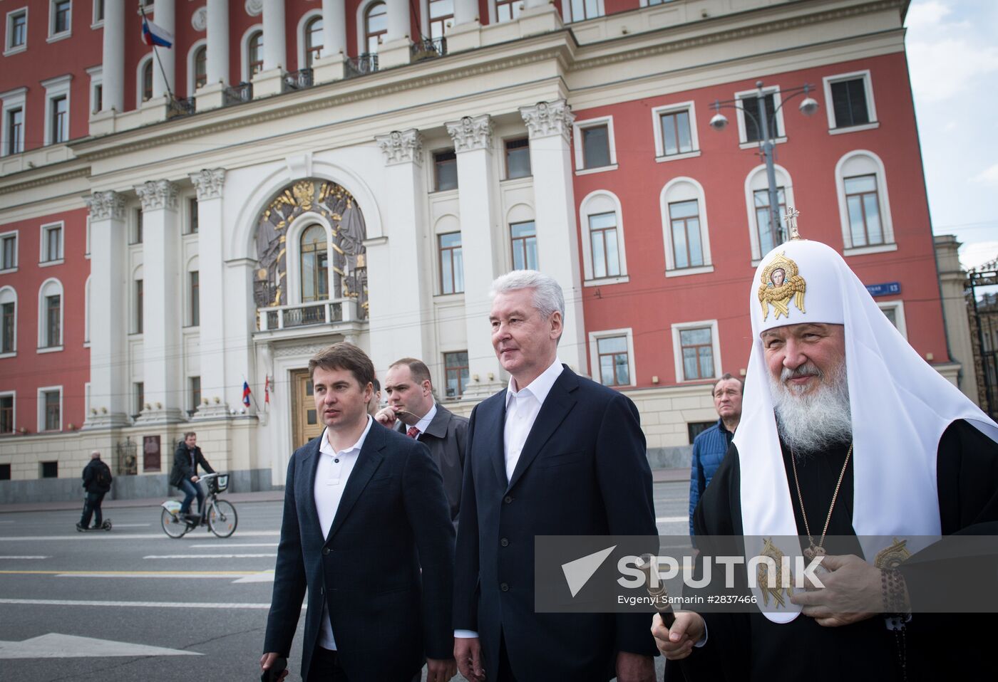 Patriarch Kirill of Moscow and All Russia and Moscow Mayor Sergei Sobyanin attend Easter Fair