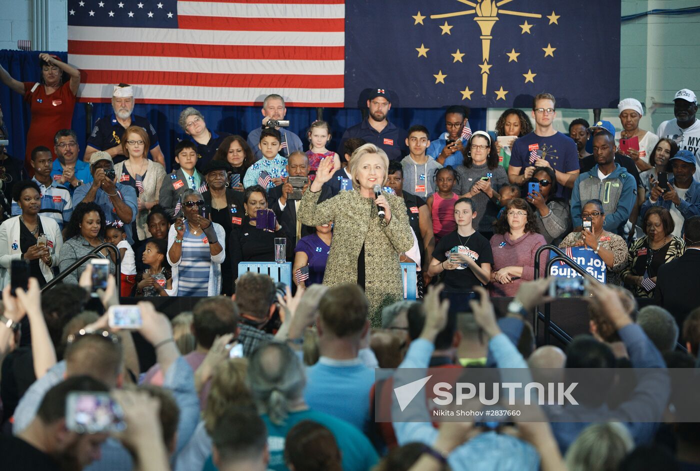 U.S. Democratic presidential candidate Hillary Clinton in Indiana